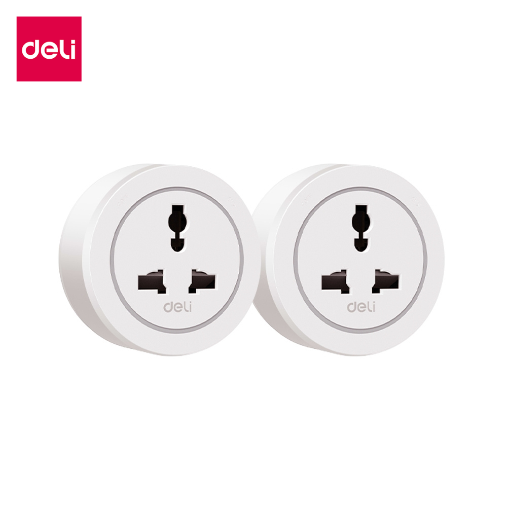 อแดปเตอร์ DELI ET889-WH-02 2500W 10A สีขาว 2 ชิ้น_0